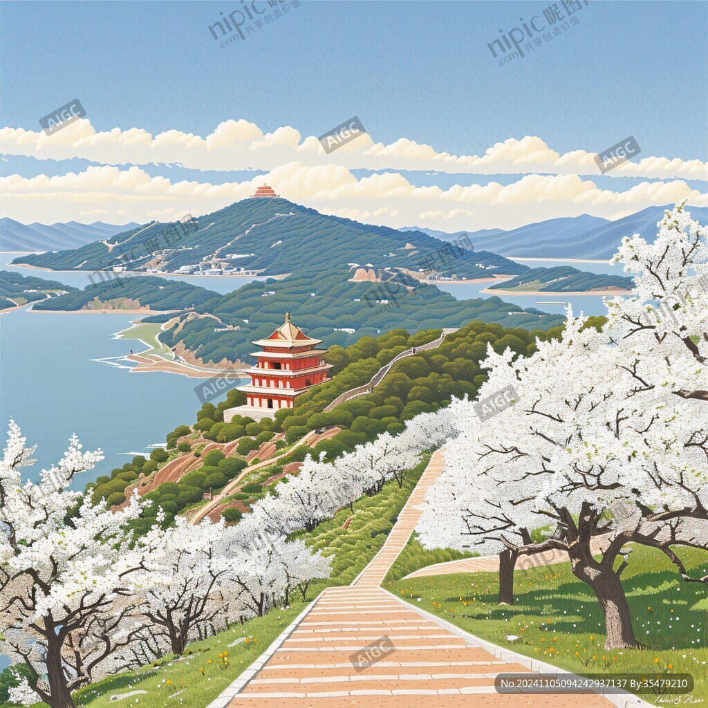 江南香山风景区插画