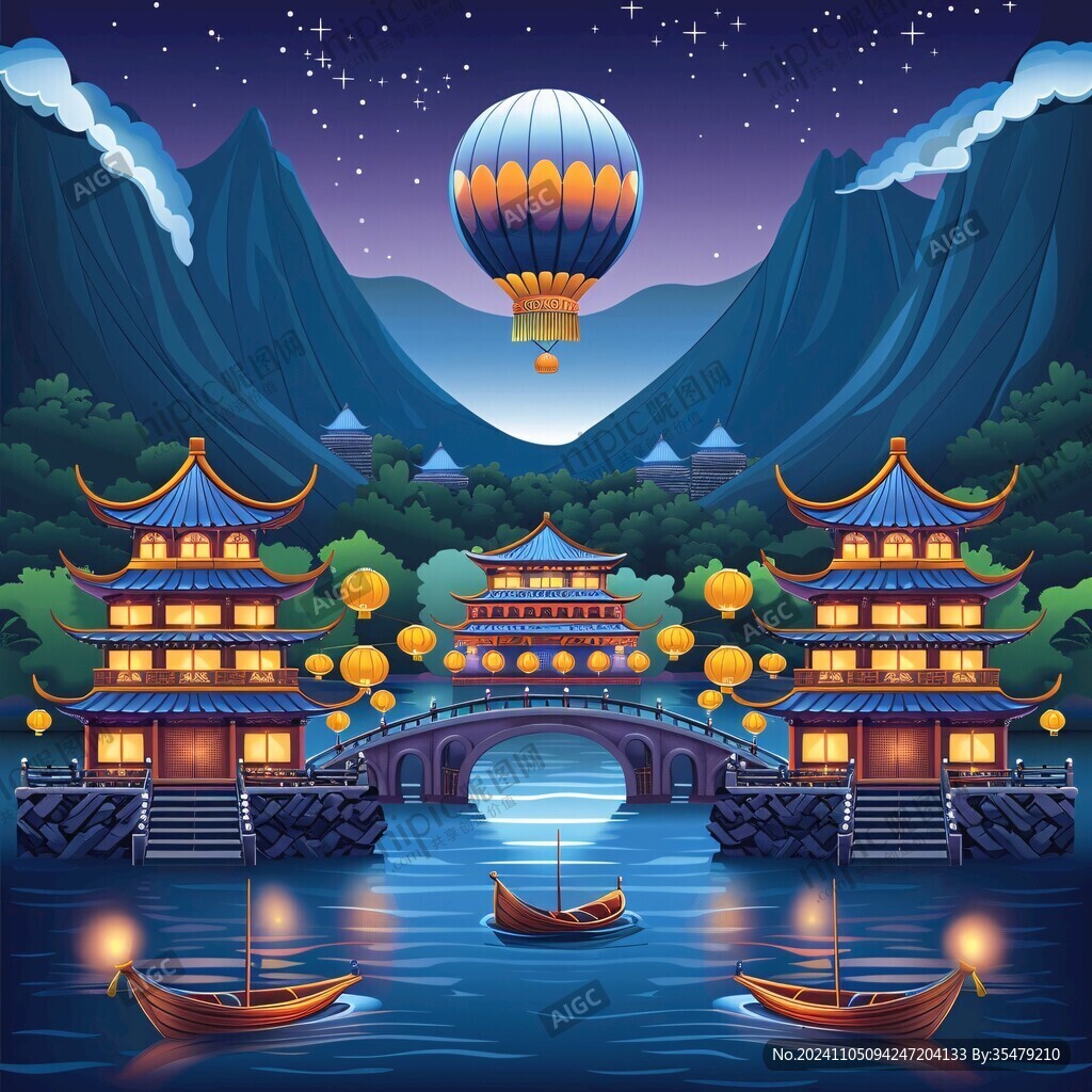 漓江国潮插画