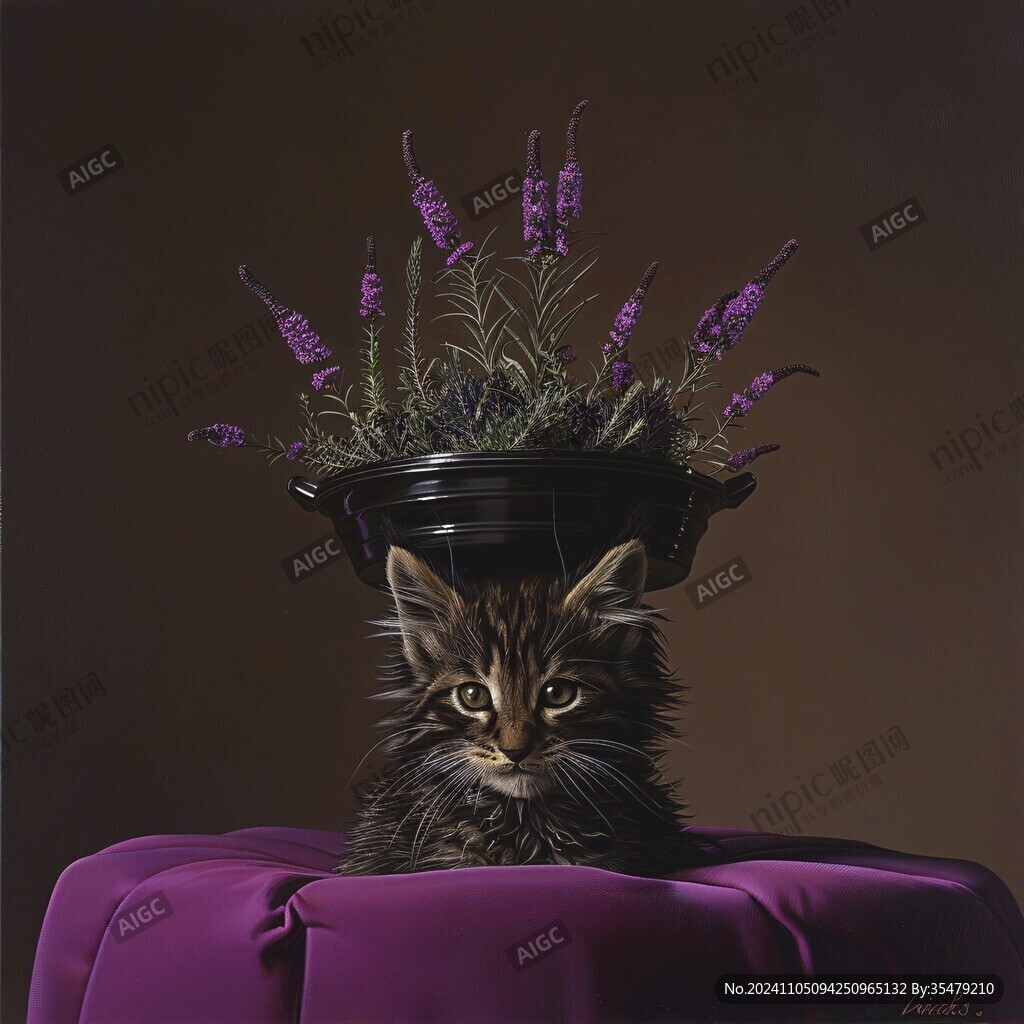 油画大花猫