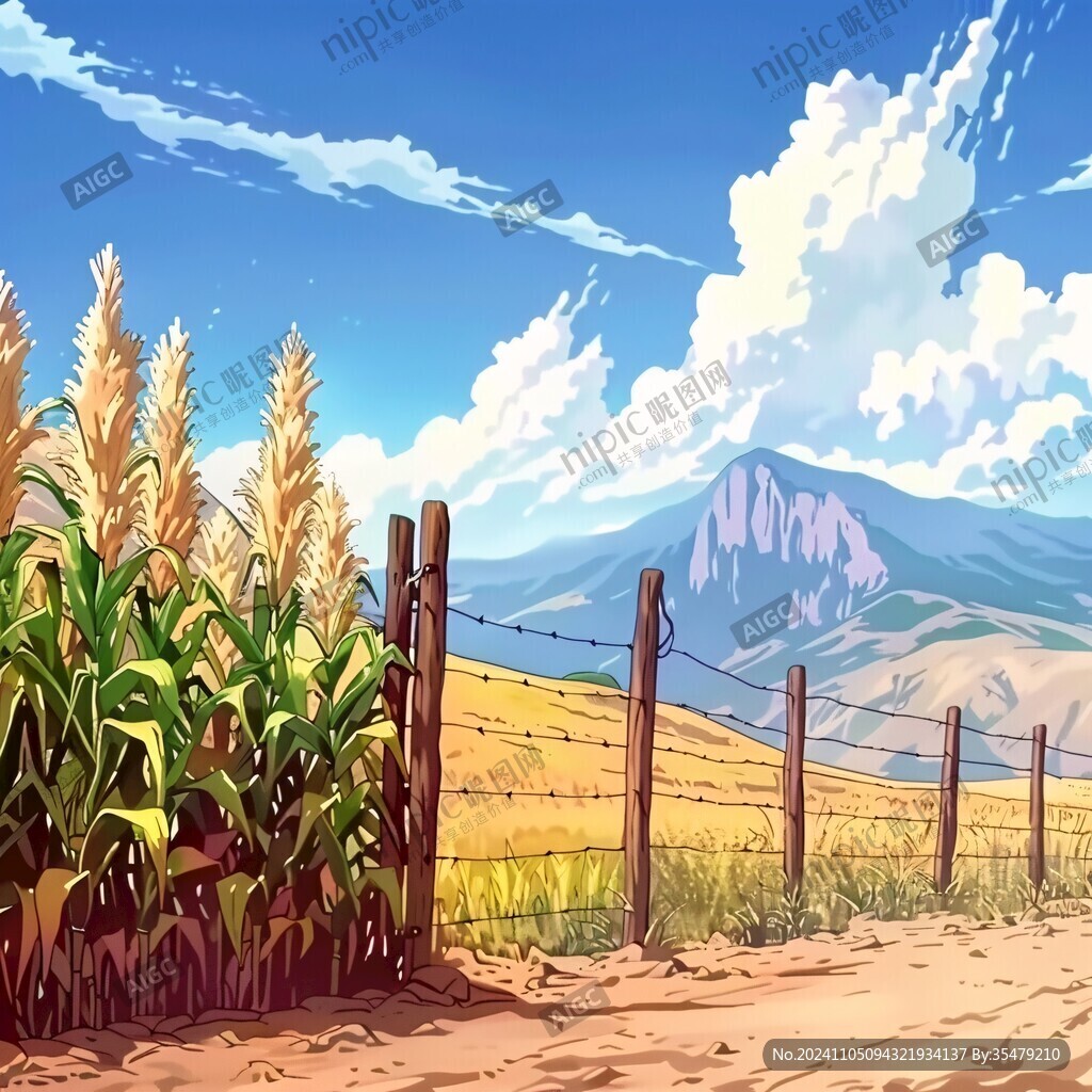 小麦田插画