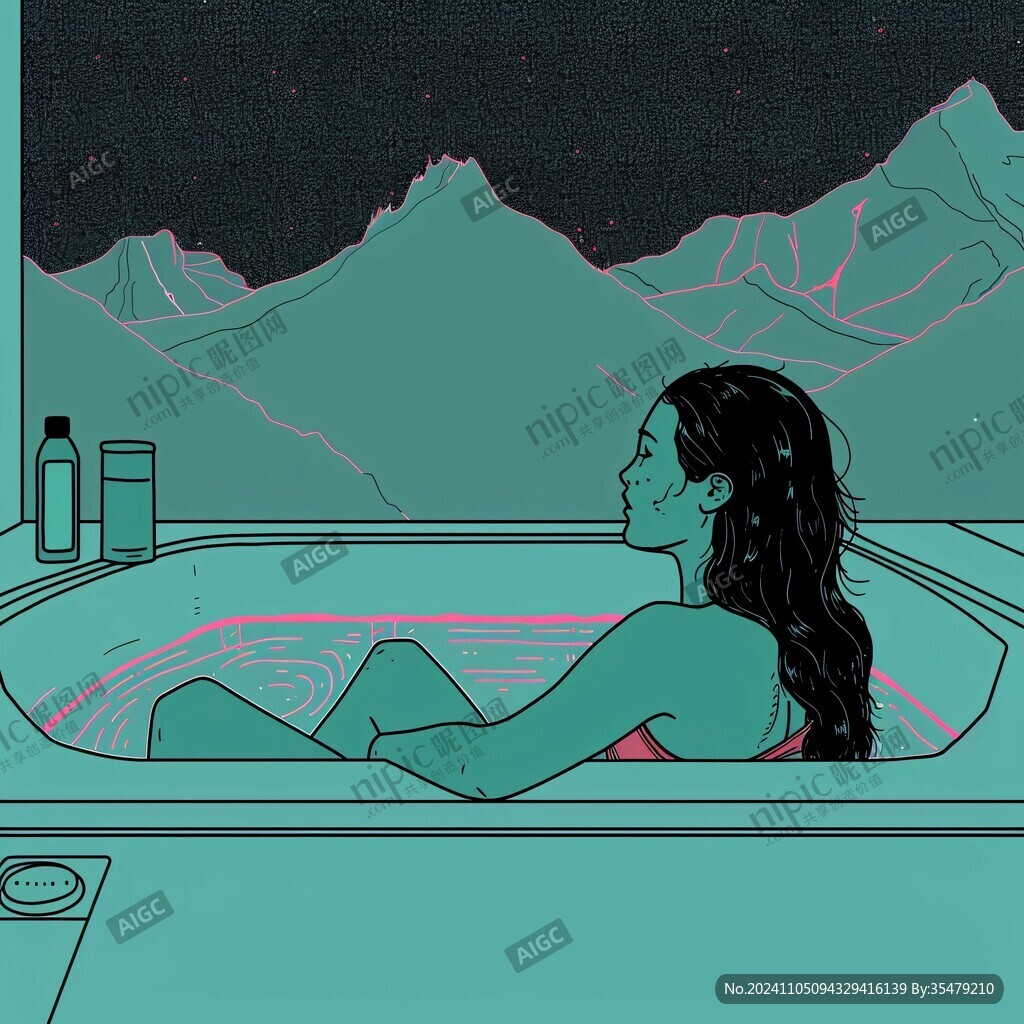 浴池插画