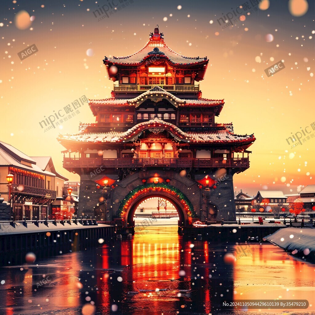 滕王阁雪景图片