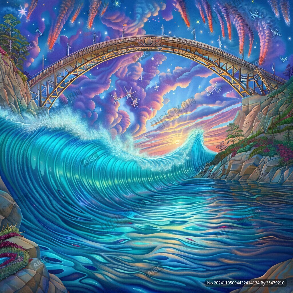 龙街大桥插画