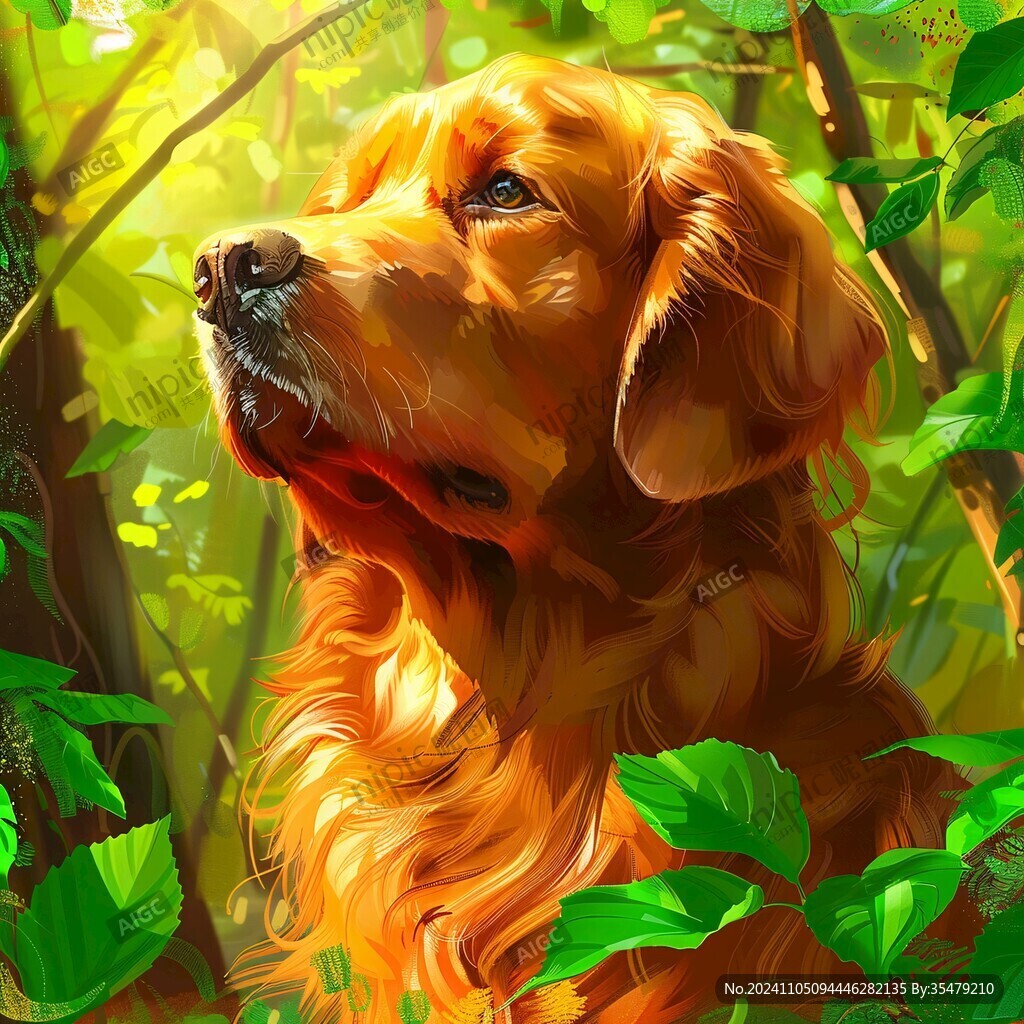 金毛犬插画
