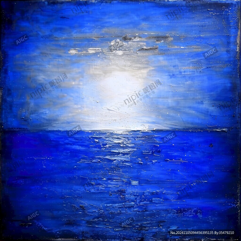 大海蓝色调油画