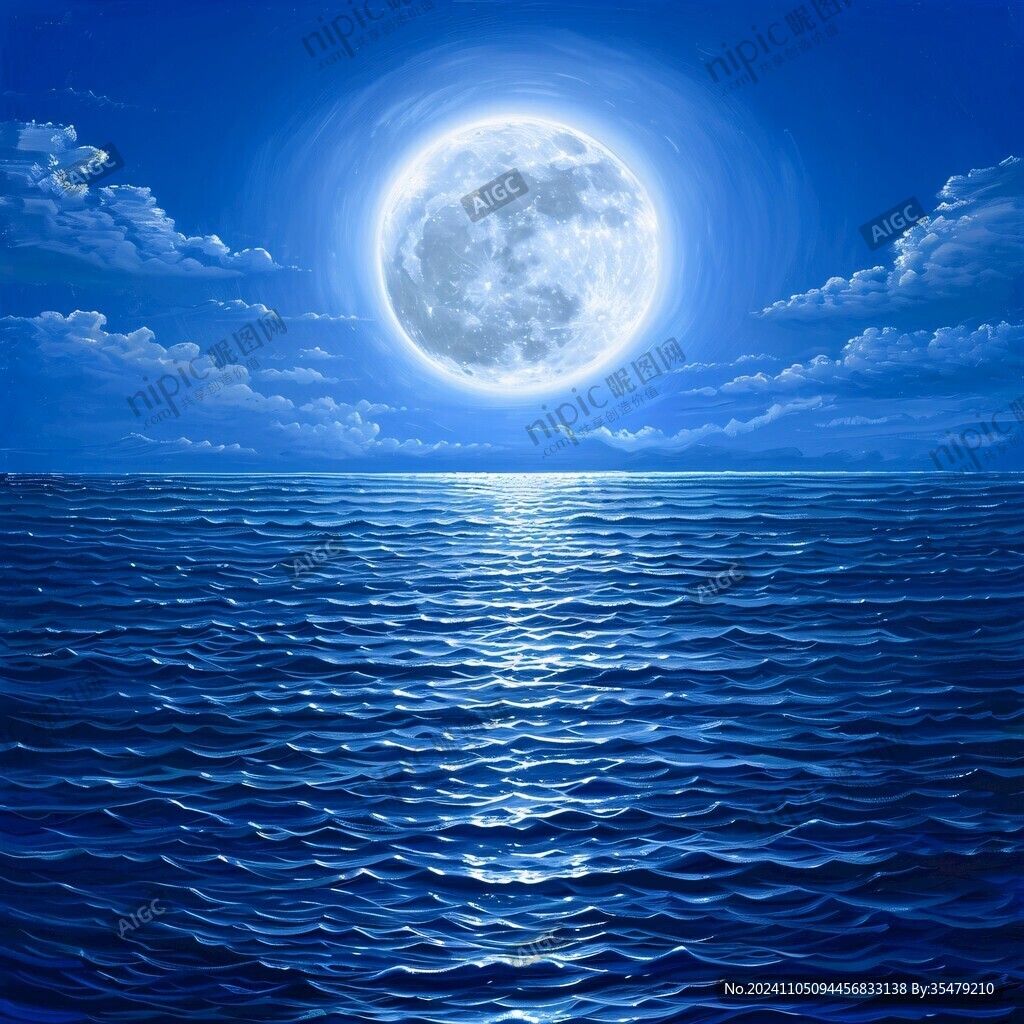 月亮科幻大海