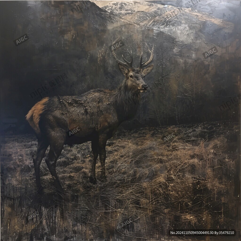 麋鹿油画
