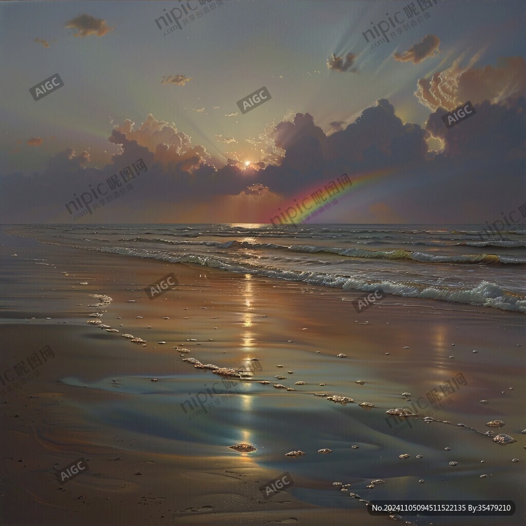 阳光彩虹油画