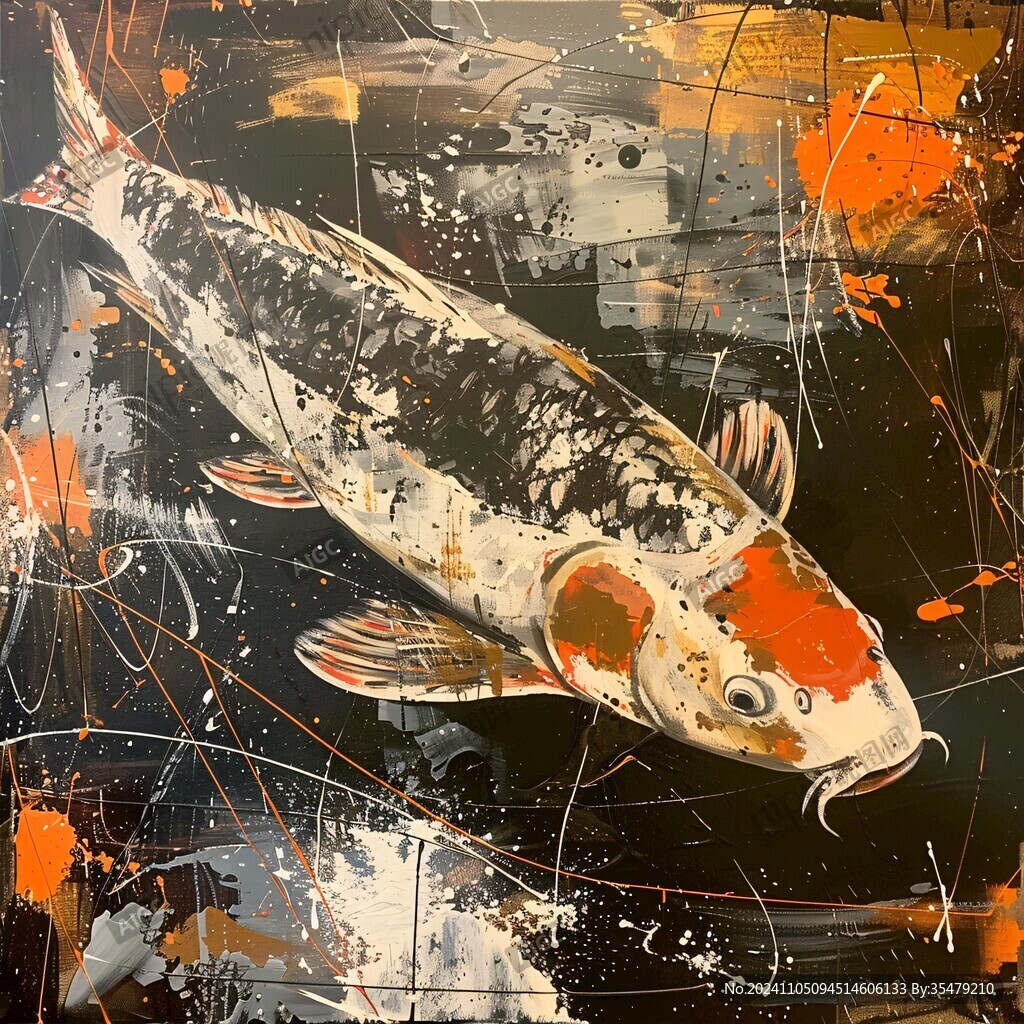 现代鲤鱼壁画