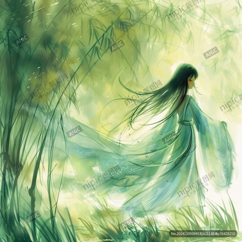 唯美意境少女插画