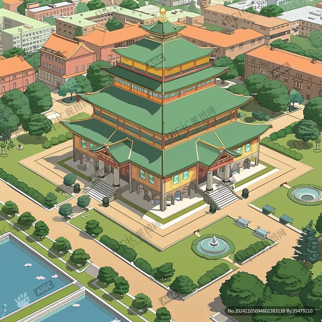 华中地区城市建筑插画