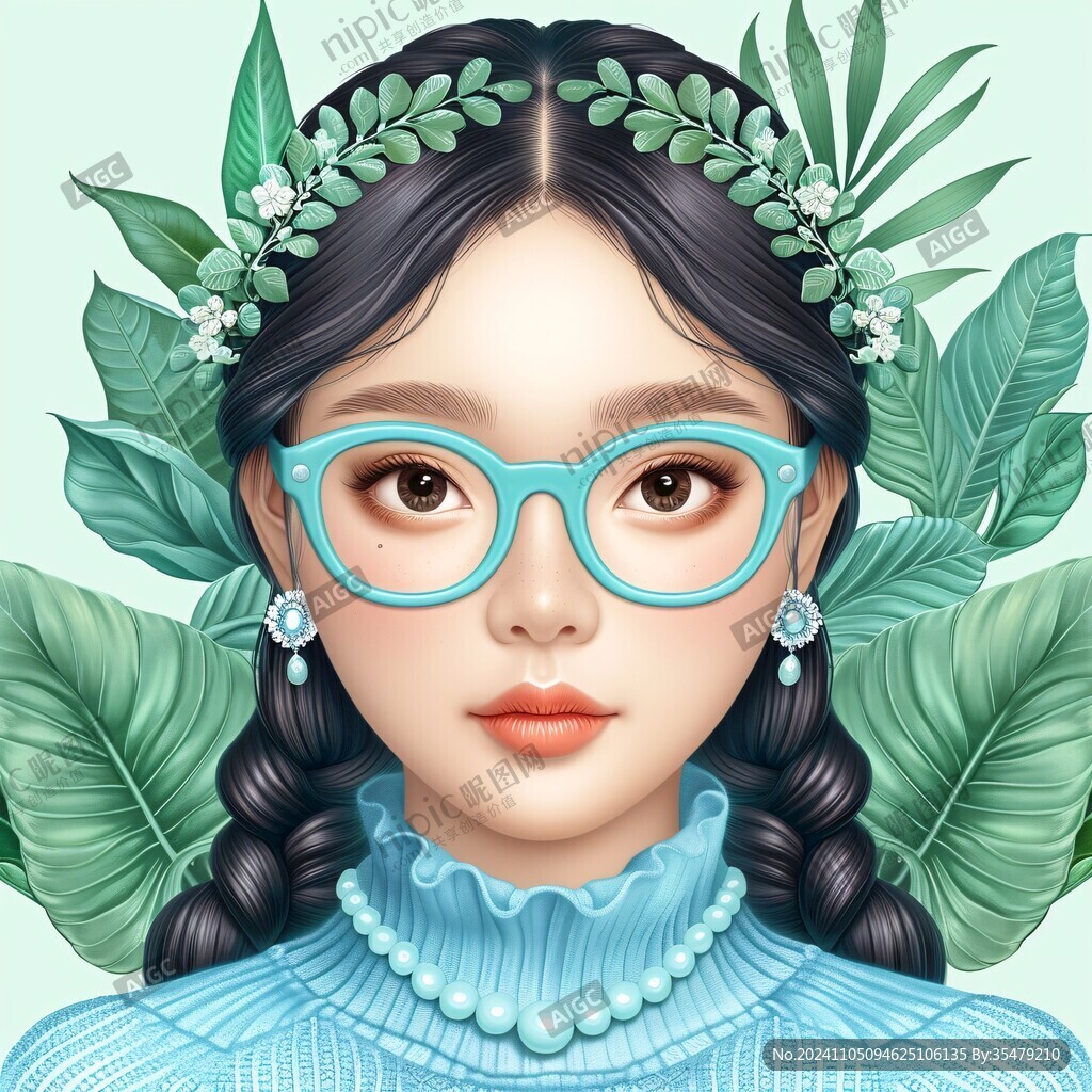 眼镜女孩插画