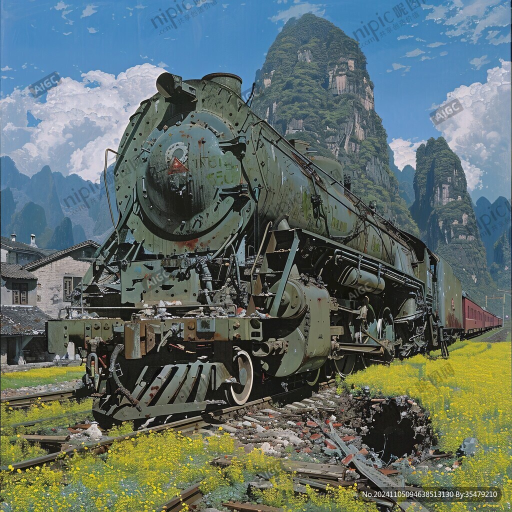 蒸汽机车插画