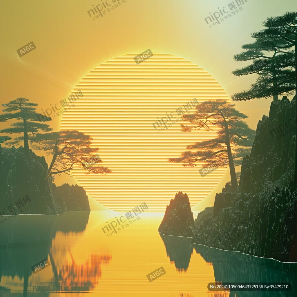 山水旭日东升