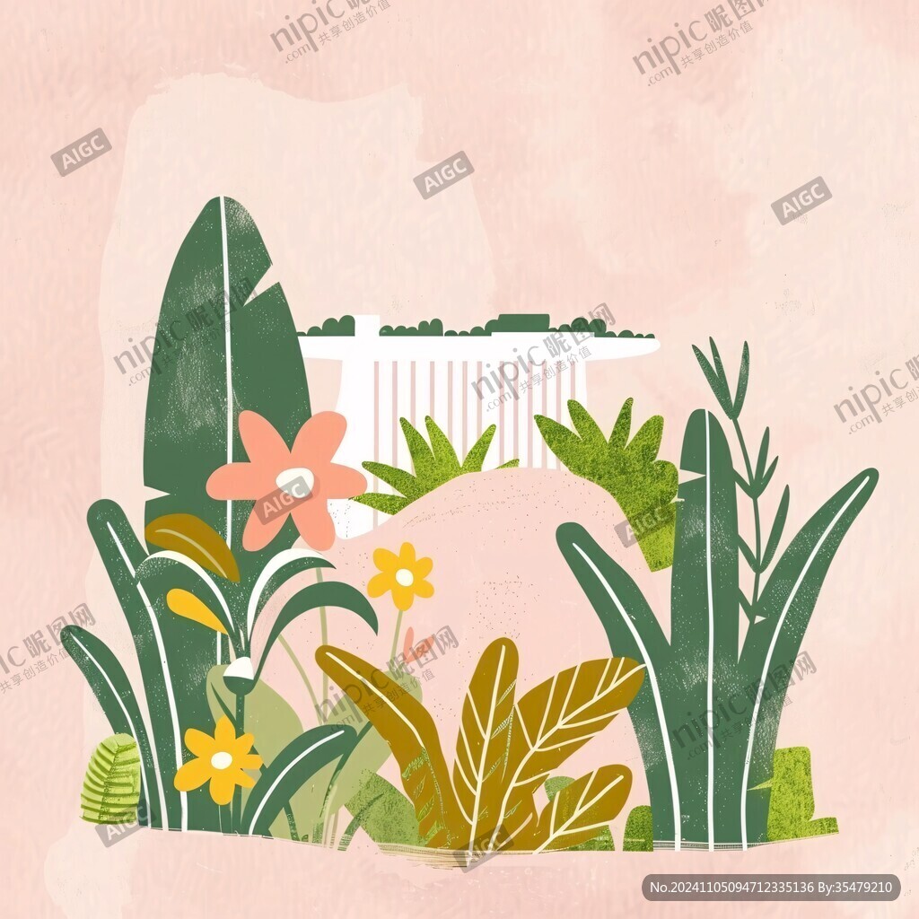 植物背景扁平插画