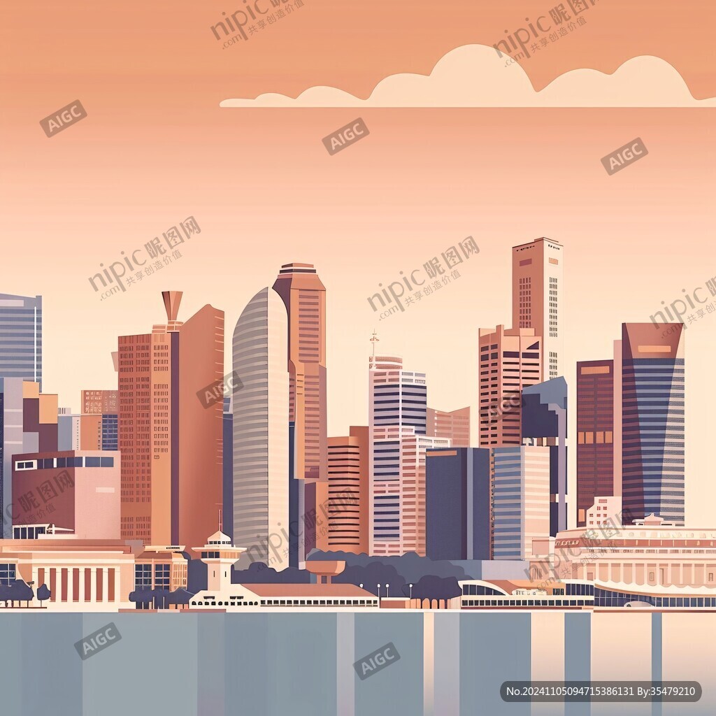 底特律城市插画素材