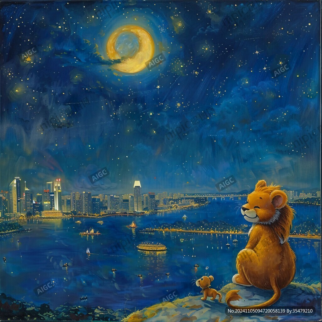 城市夜空唯美手绘