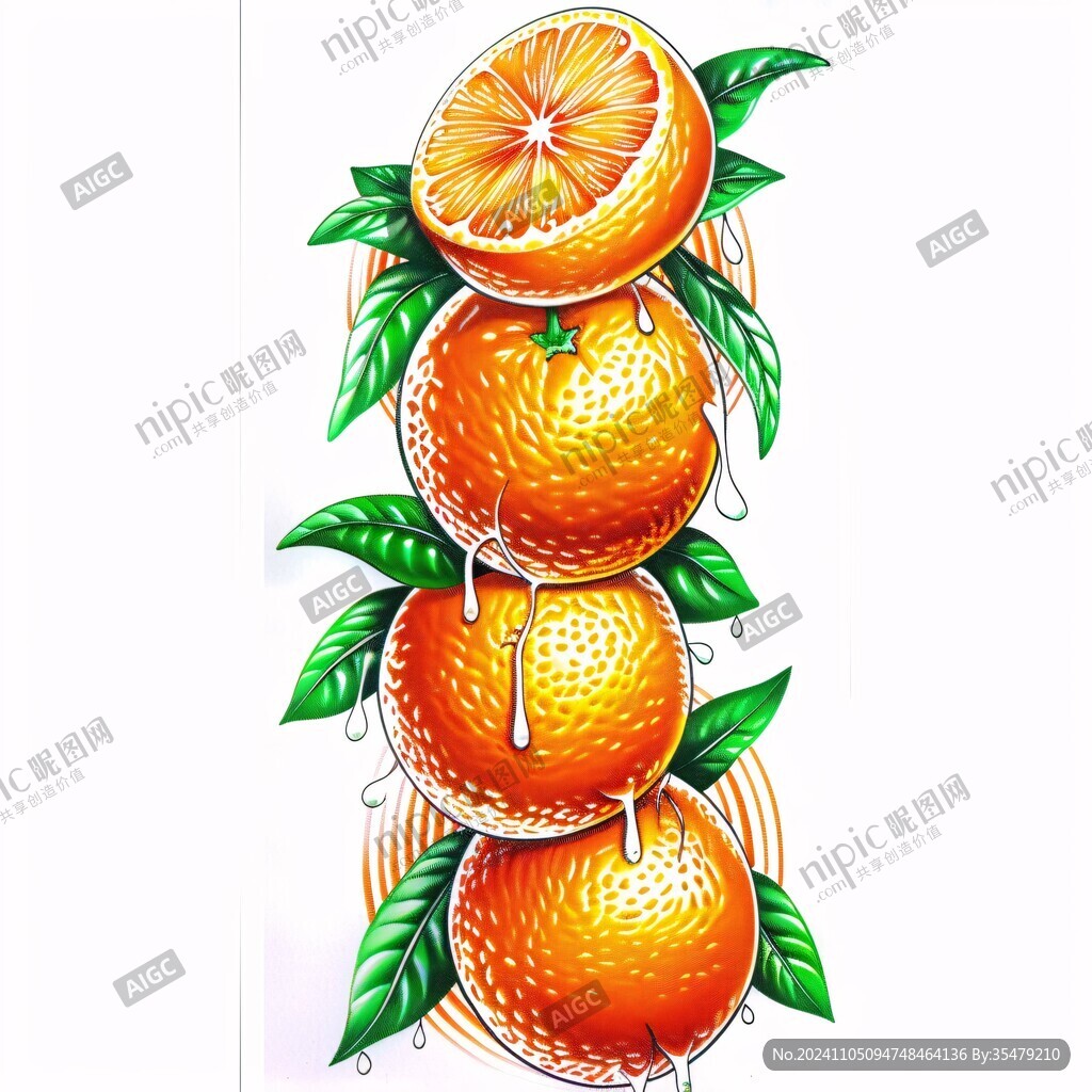 手绘国潮桔子包装插画