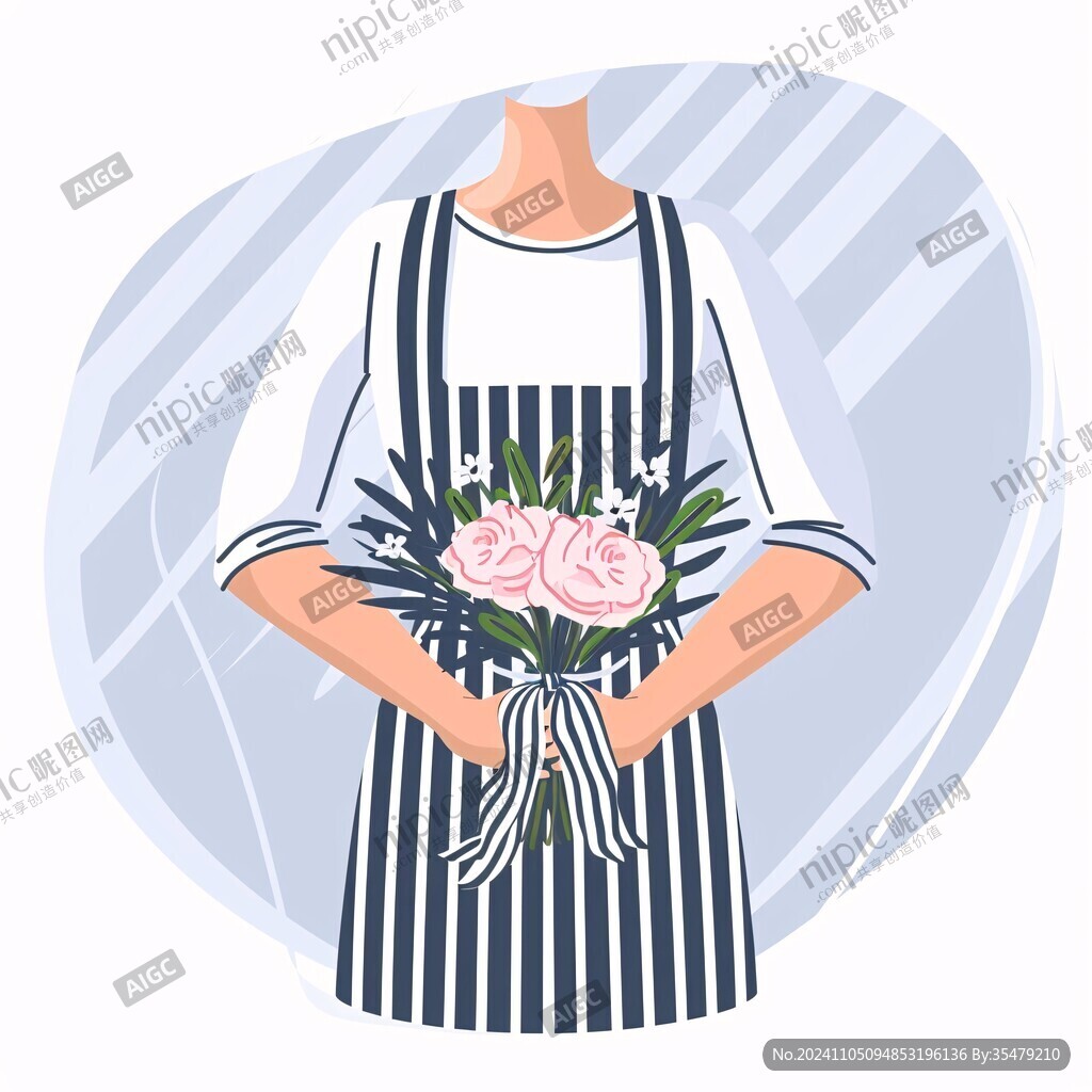 护士捧花插画