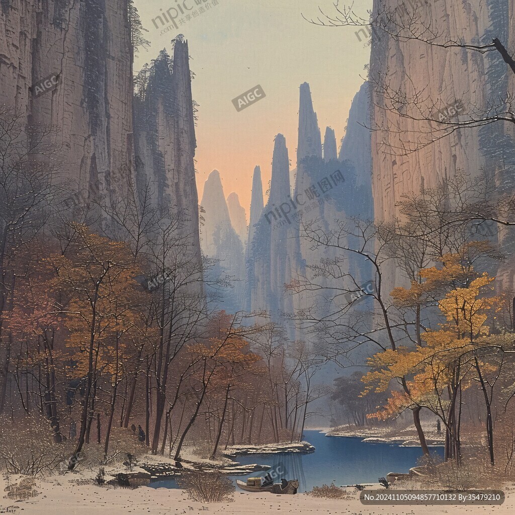 插画山水风景
