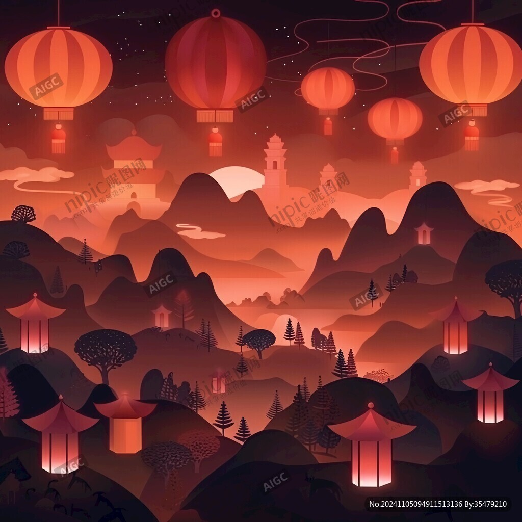 国潮山顶大灯笼