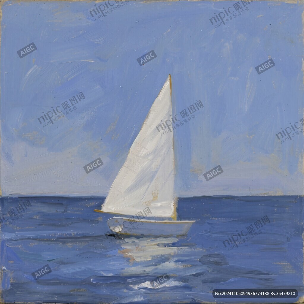 游艇油画