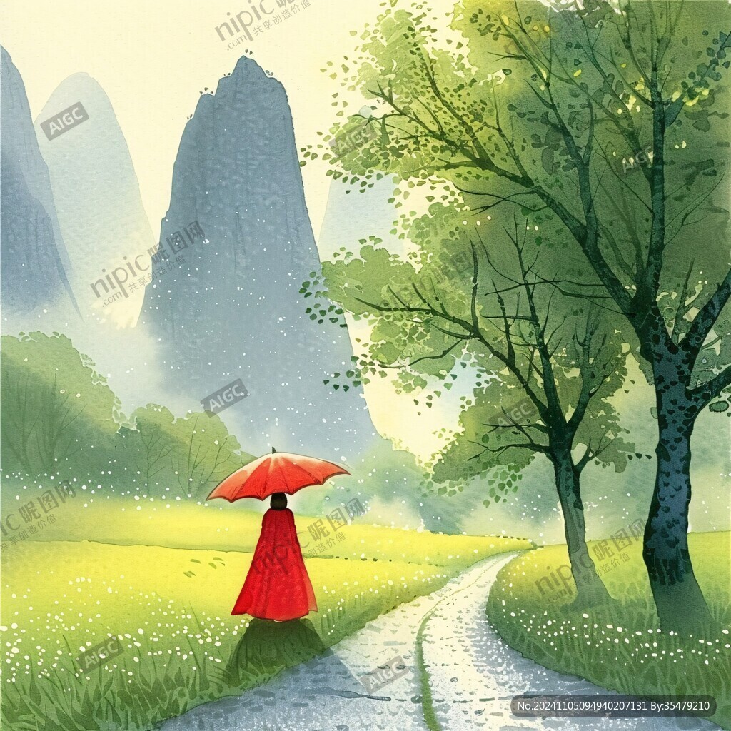 烟雨插画