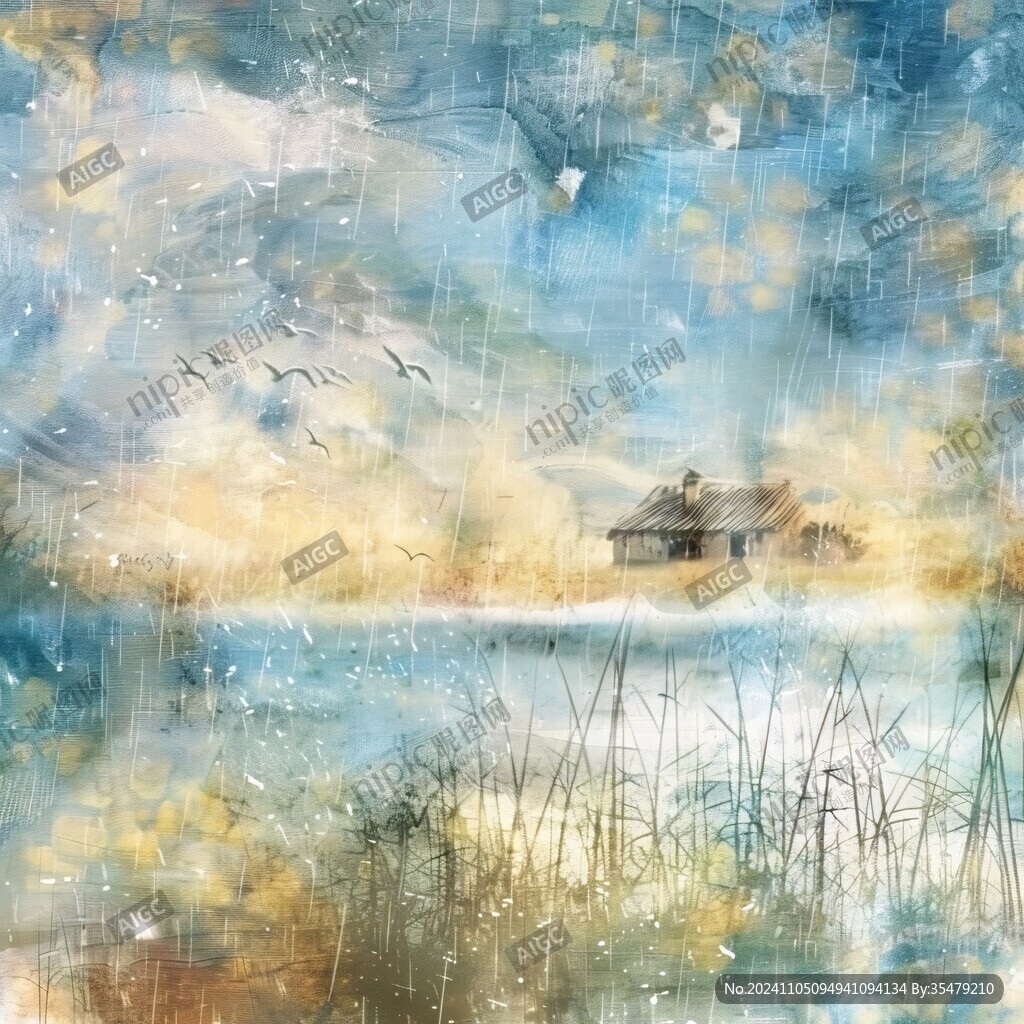 烟雨插画