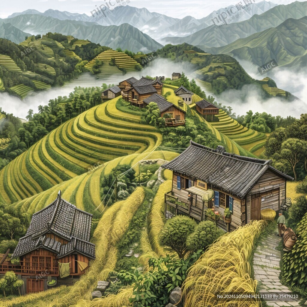 融水县风光插画