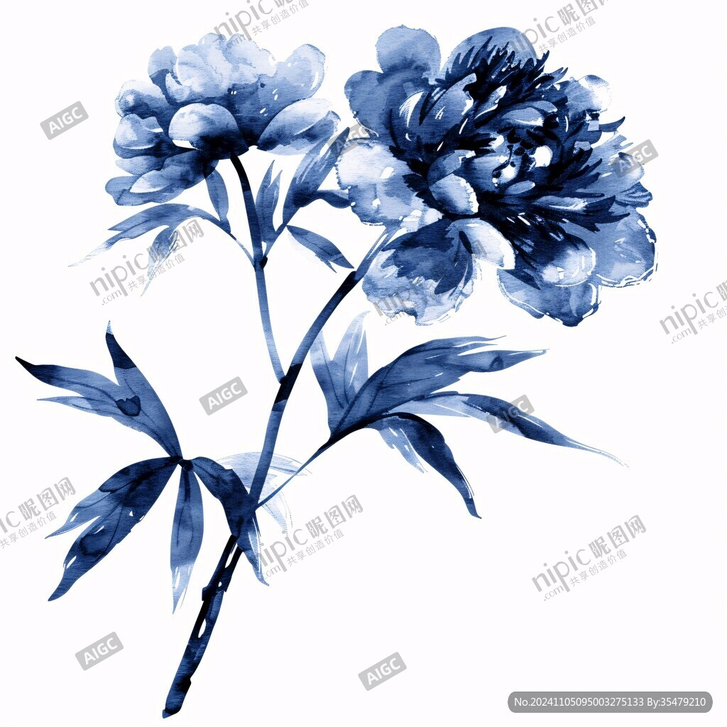 水墨芍药花