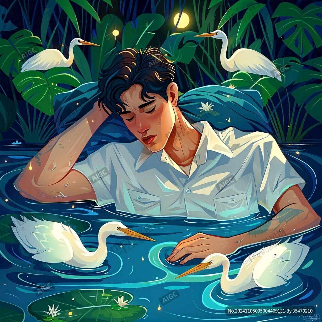 唯美男生插画