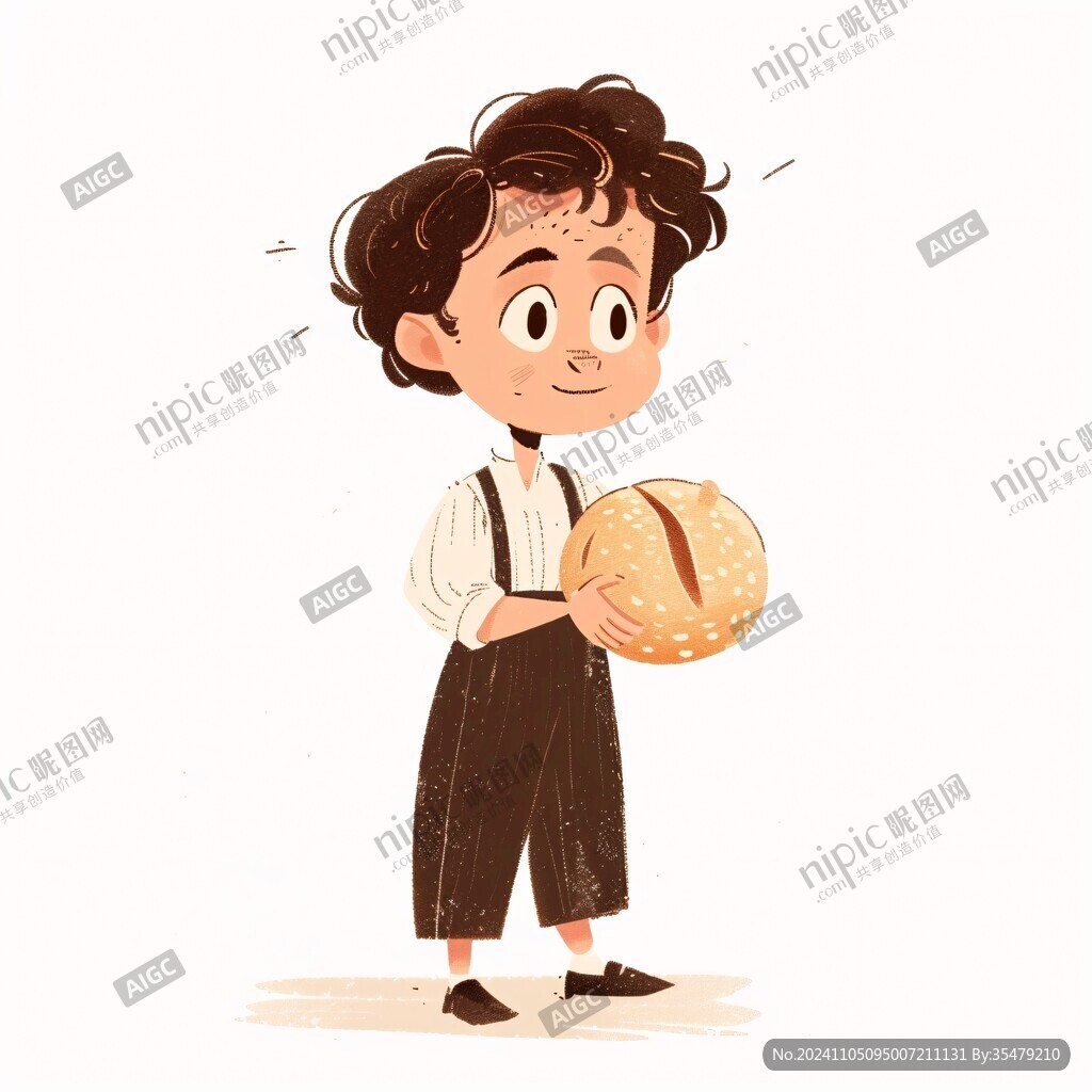抱着香菇酱男孩插画