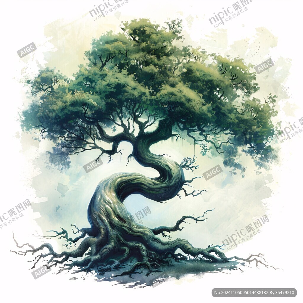 仙境古树插画