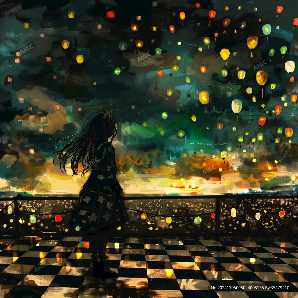 孤单的小女孩插画