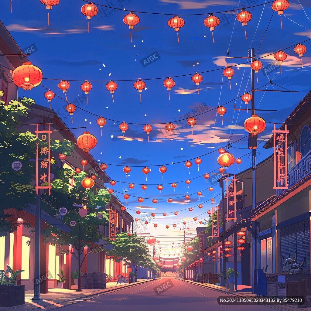挂满灯笼的街道