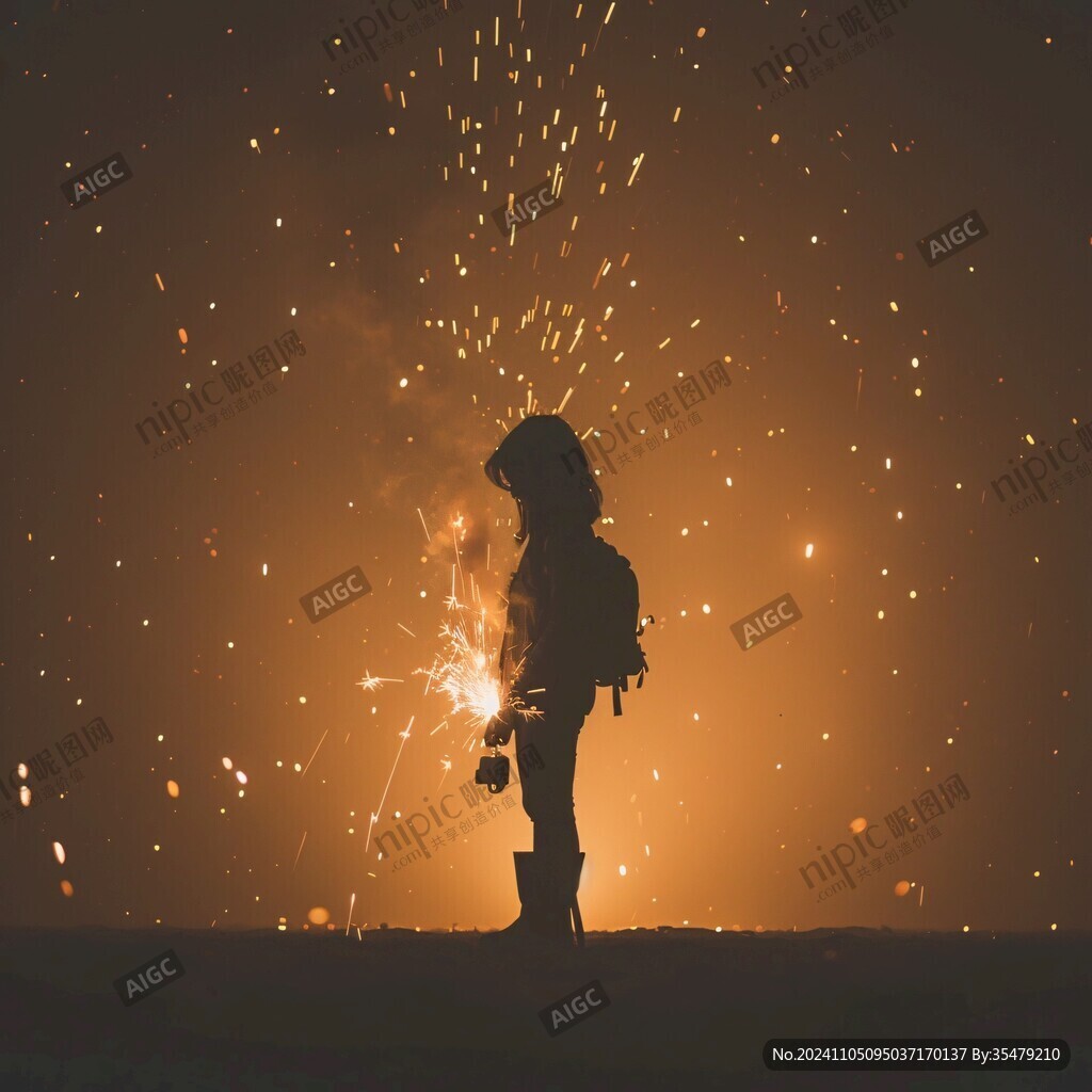 放烟花的少女