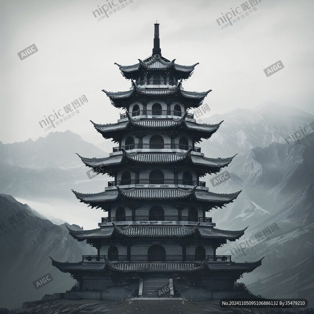 飞英塔插画