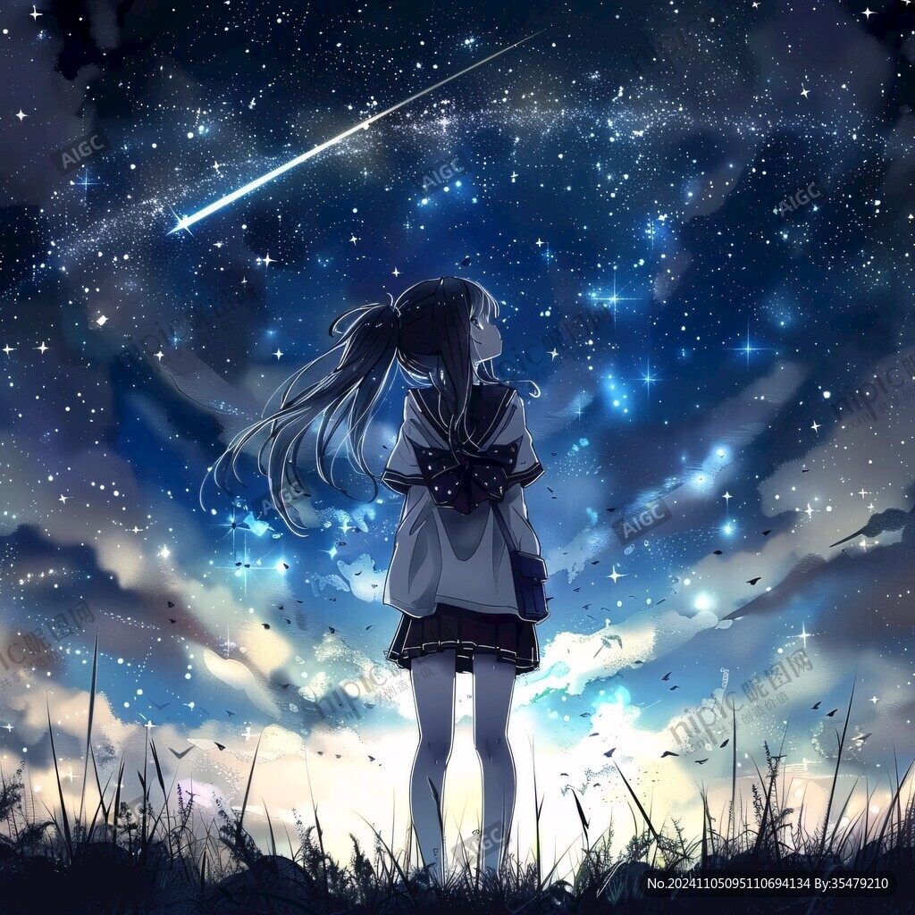 星空下的少女