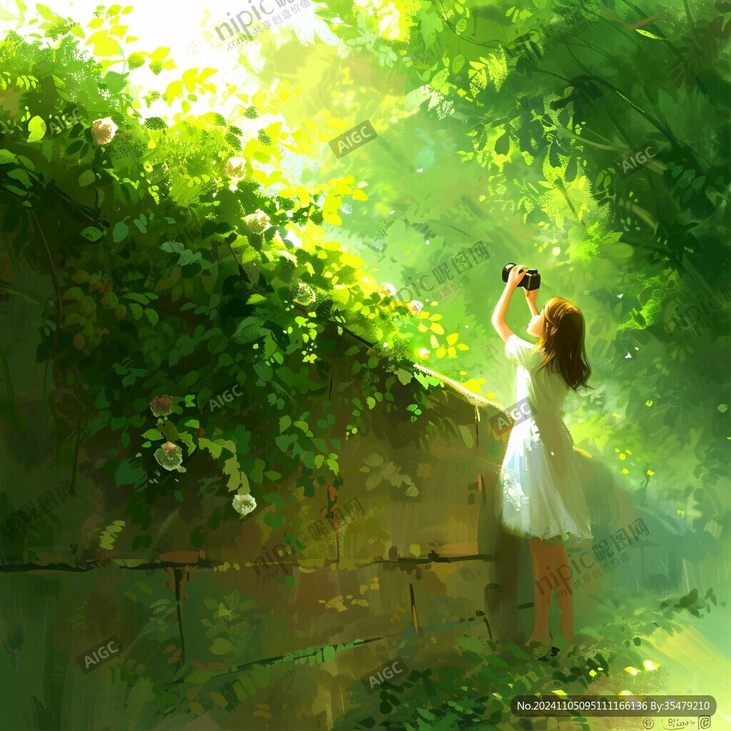唯美意境少女插画