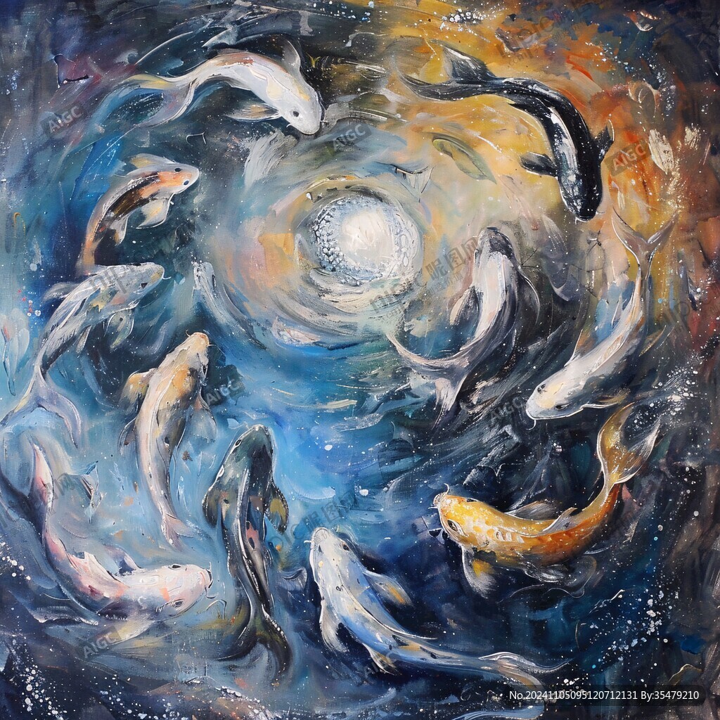 油画锦鲤