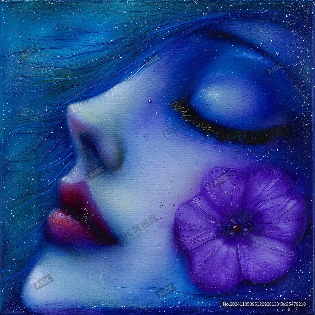 手绘女人花抽象装饰画