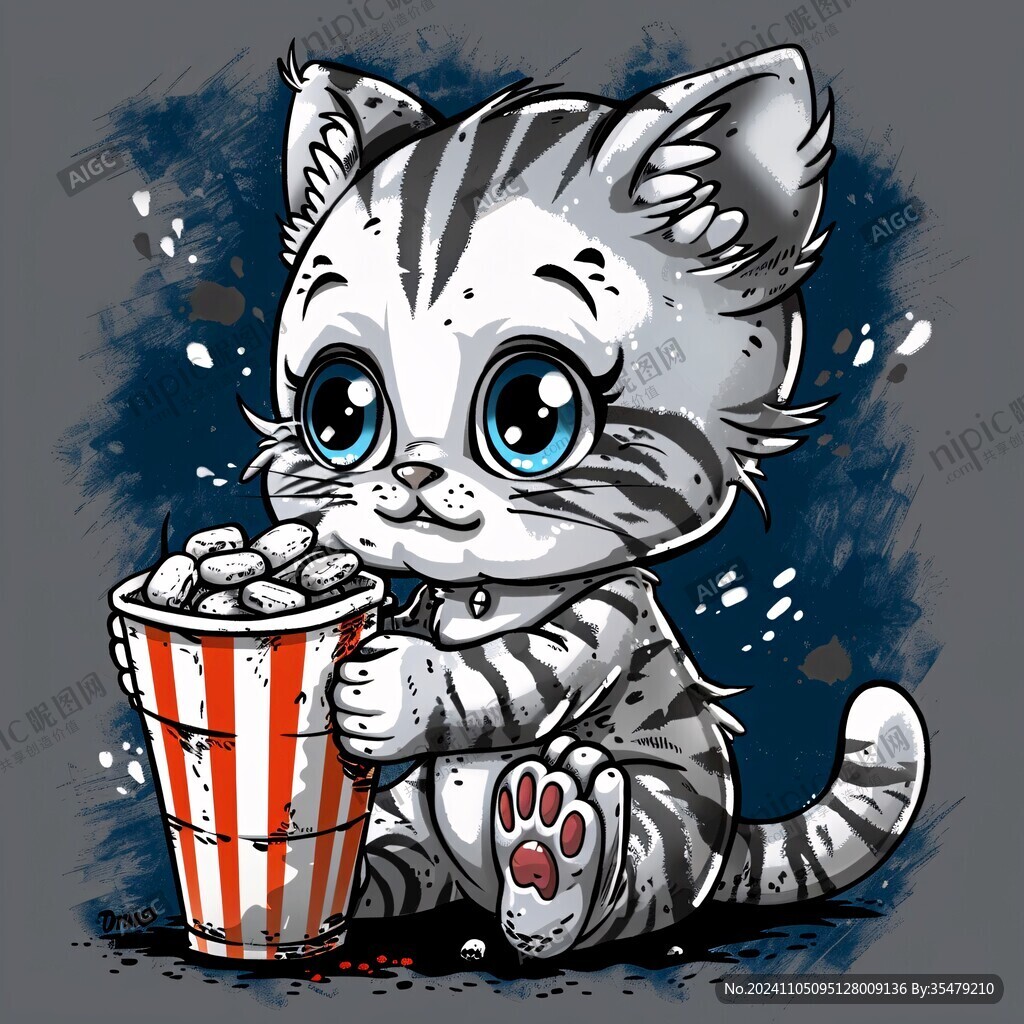 手绘小猫吉祥物