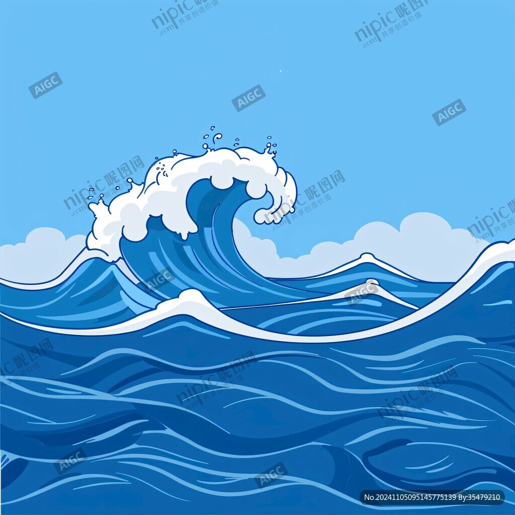 波涛海浪插画