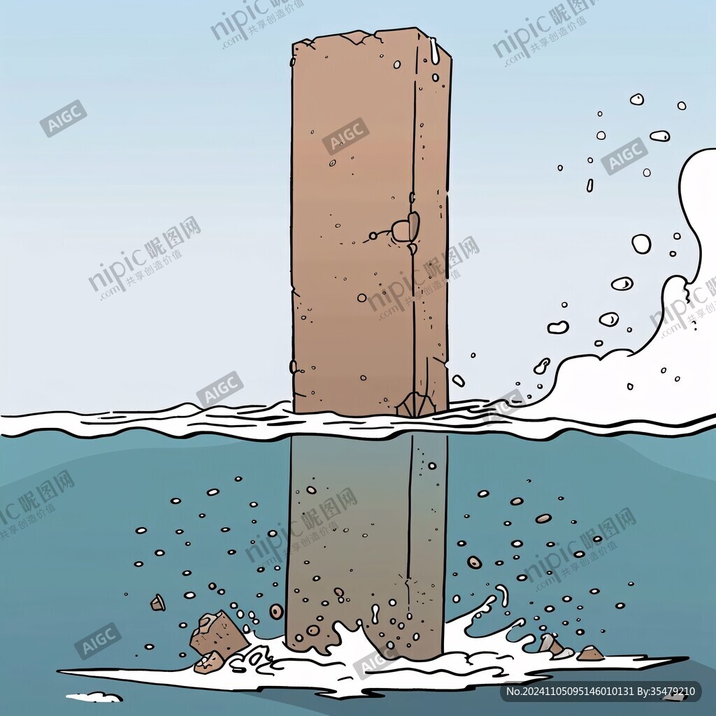 水中的水泥柱