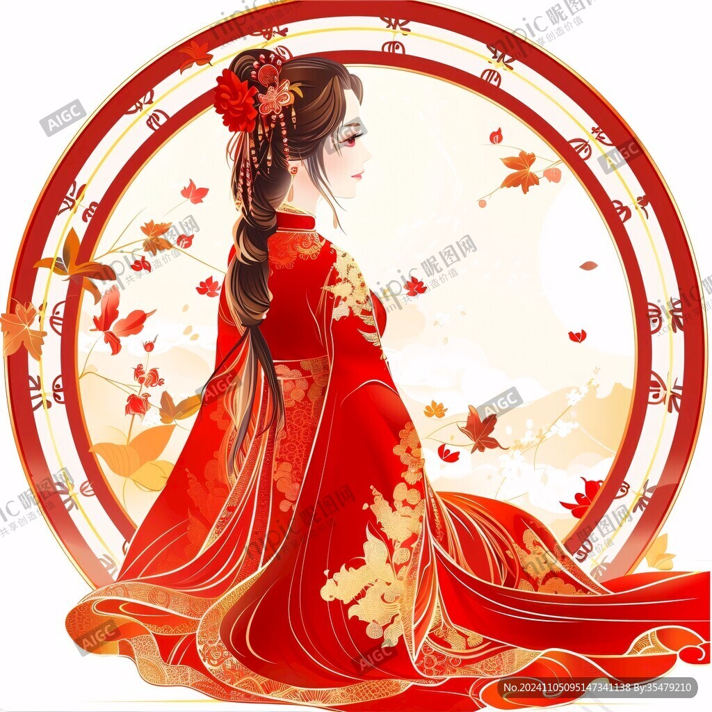 红衣少女设计古风