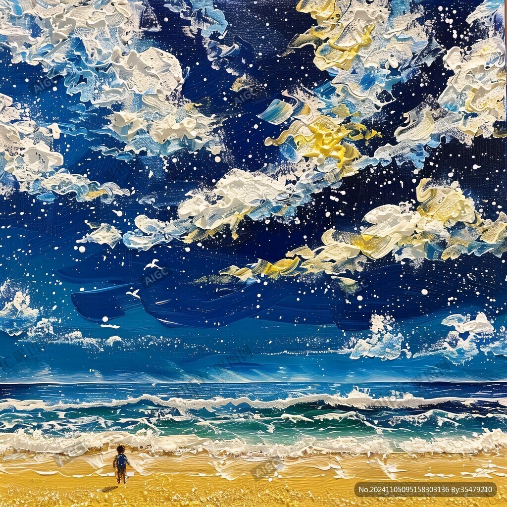 插画海边