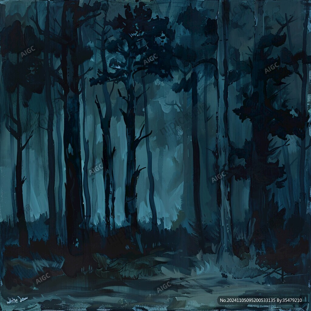 泼墨水彩森林