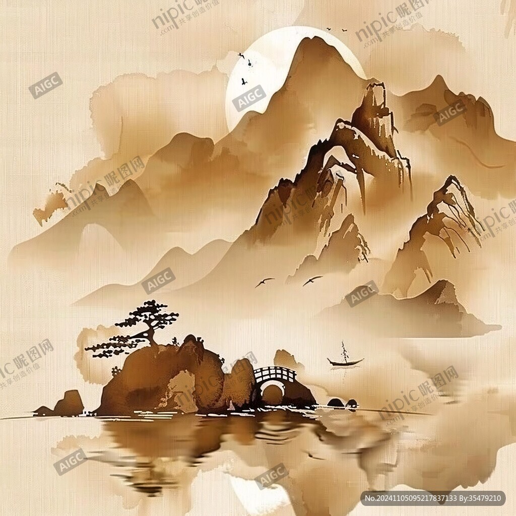 新中式金色山水