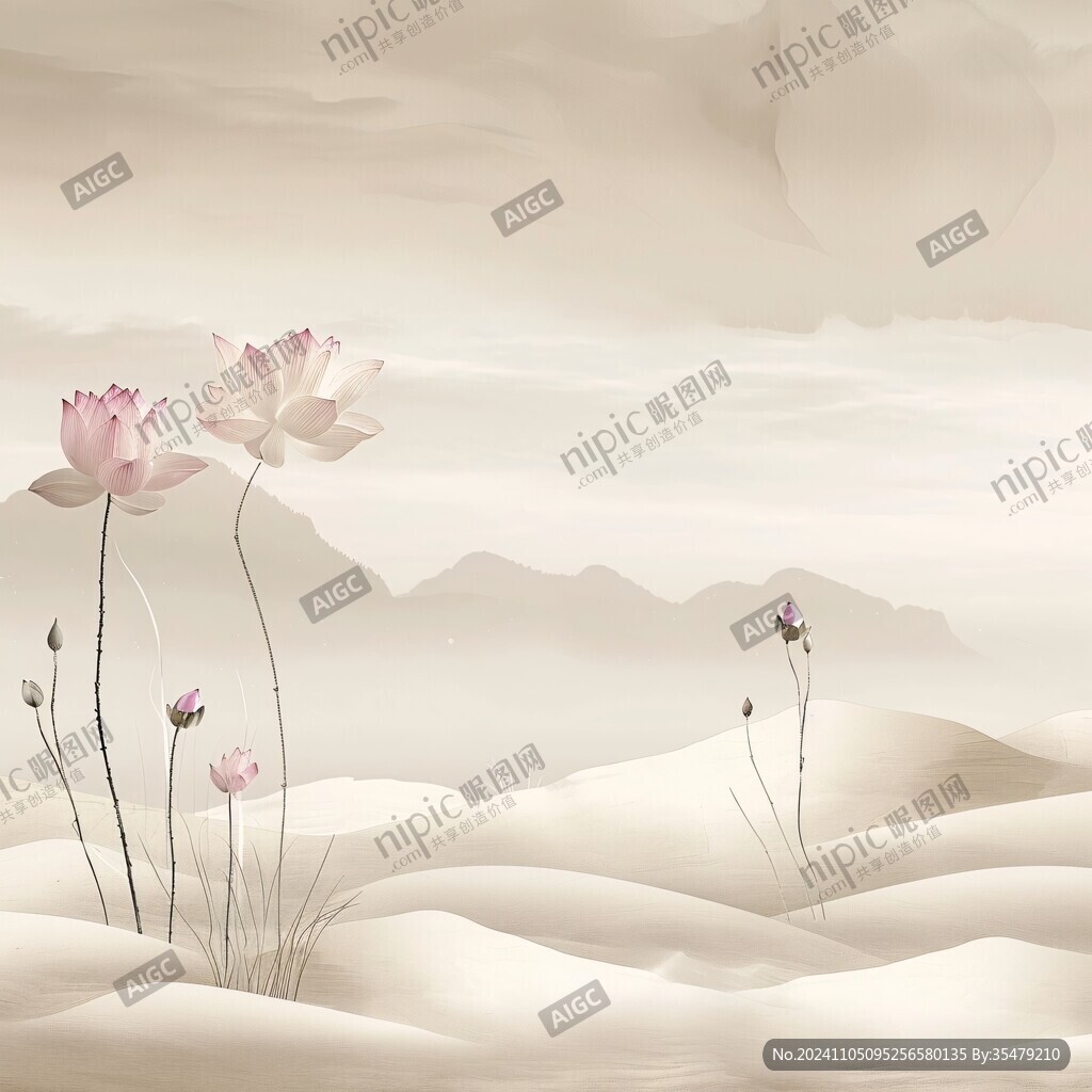 荷花沙子沙画河流石头