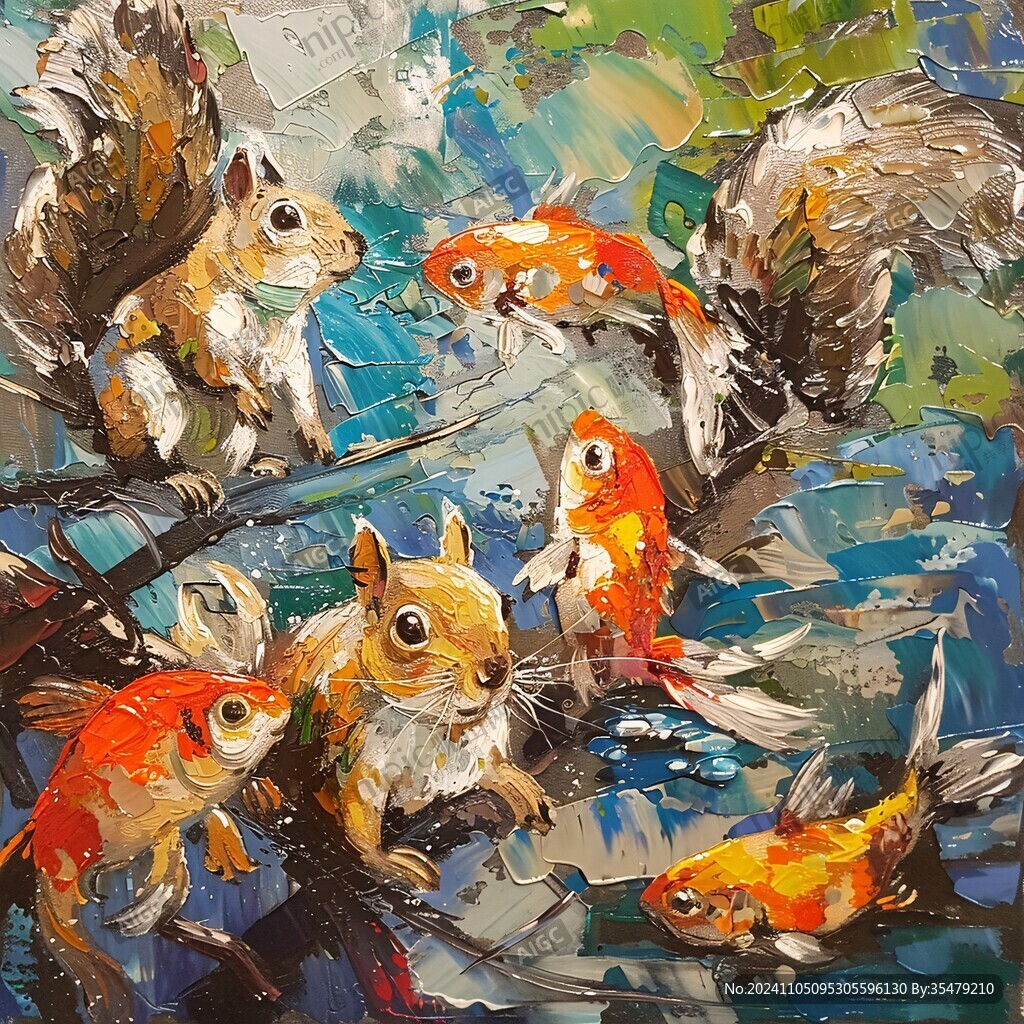 松鼠油画